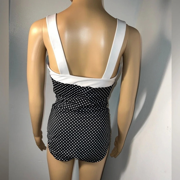 Swim solutions, 10, 1 piece, ruched sides w/tummy control panel, square neckline - Picture 3 of 10